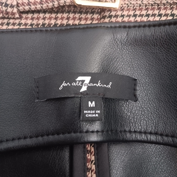 7 For All Mankind Biker Moto Faux Leather Houndstooth Panel Vest M - Picture 9 of 11